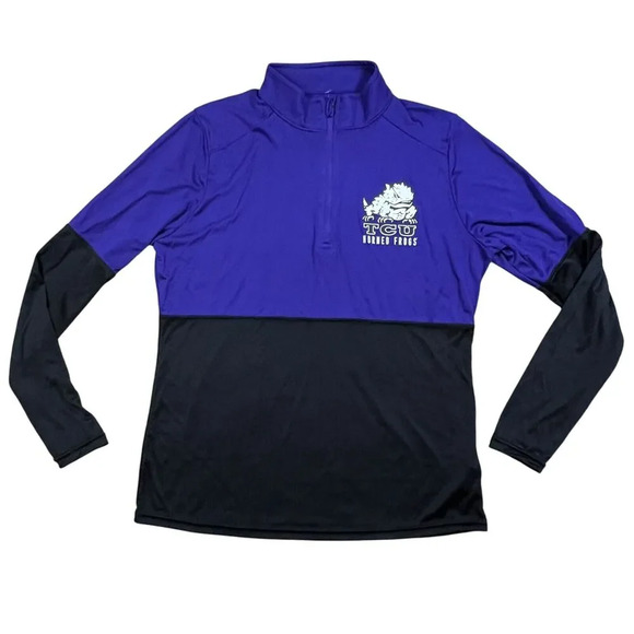 Texas Christian University TCU Horned Frogs Purple Black 1/4 Zip Pullover Size S - Picture 1 of 7